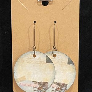 Earrings, mixed media collage