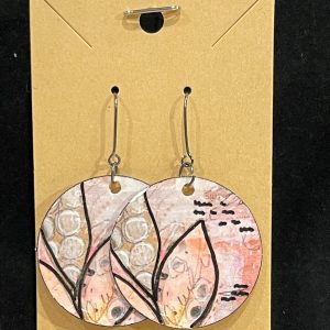 Earrings, mixed media collage