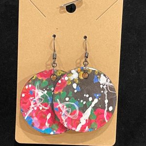 Earrings, mixed media, collage, red roses