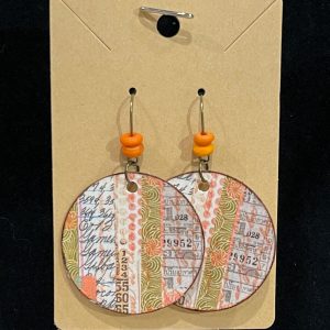 Earrings, mixed media, collage, vintage paper