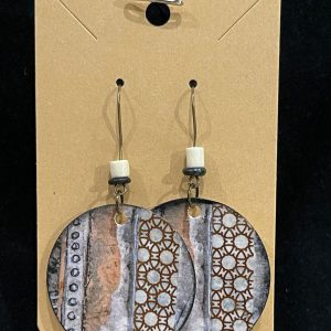 Earrings, mixed media, gray gold accents