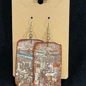 Earrings, vintage postcard, Philadelphia
