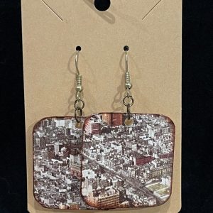 Earrings, vintage postcard, Philadelphia