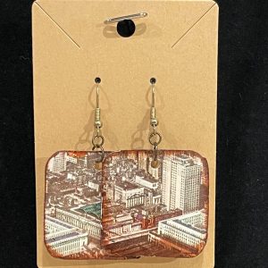 Earrings, vintage postcard, Philadelphia