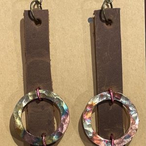 Earrings-leather/copper