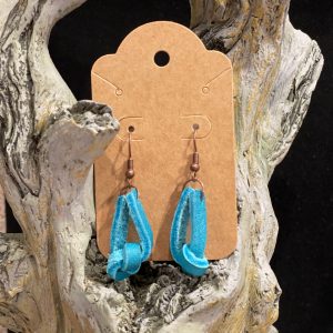 Earrings-turquoise, leather knots