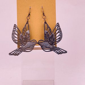 Earrings wooden bird