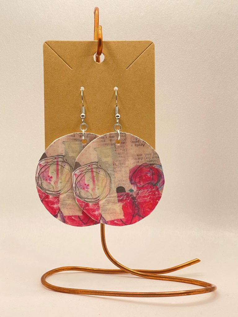 Earrings – mixed media collage